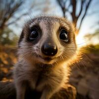 closeup photo of meerkat face generative AI