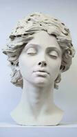 a greek statue white head on white background generative AI photo