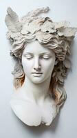 a greek statue head on white background generative AI photo