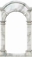 old white marble arch on white background generative AI photo