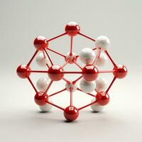 3d red and white molecules on white background generative AI photo