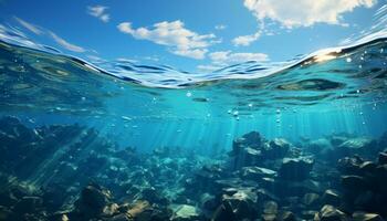 picture of under water and sky generative AI photo