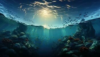 a beautiful shot of under water generative AI photo