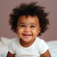 cute black baby smiling generative AI photo