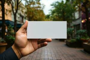 uno mano participación blanco tarjeta generativo ai foto