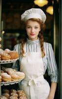 a cute young russian female baker generative AI photo