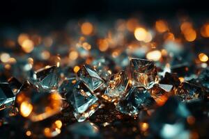 lots of diamonds scattered on bokeh background generative AI photo