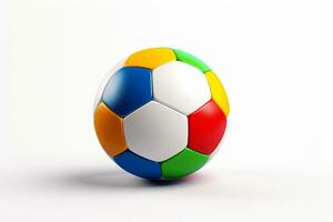 A colorful soccer ball on a white background generative AI photo