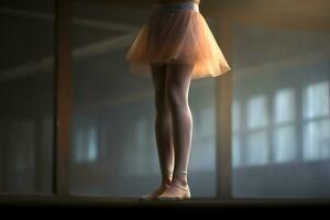 Asian woman feet in ballet shoes photo generative AI