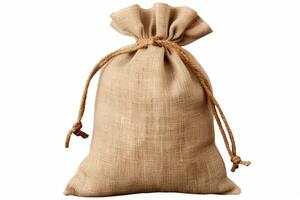 Burlap sack isolated on white background generative AI photo