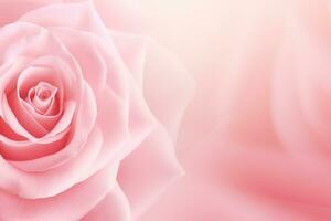 un rosado hermosa Rosa frontera en ligero rosado antecedentes generativo ai foto