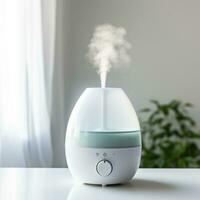 Humidifier releasing steam in the home generative AI photo