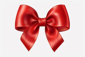 Red ribbon bow isolated on white background generative AI photo