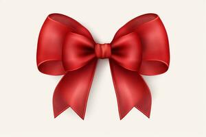 Red ribbon with bow isolated on white background generative AI photo