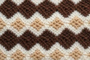 Wool sweater pattern of light brown dark brown colors generative AI photo