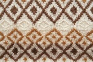 Wool sweater design texture of light brown dark brown colors generative AI photo