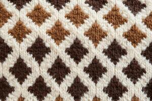 Wool sweater pattern texture of light brown dark brown colors generative AI photo