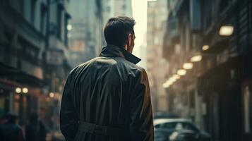 closeup of a business person standing in streets generative AI photo