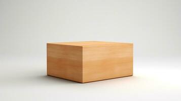 Rectangular 3d wooden box on white background generative AI photo