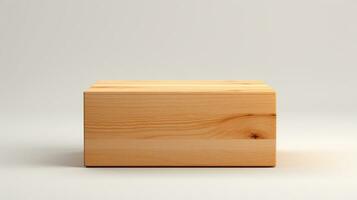 photo of Rectangular wooden box on white background generative AI