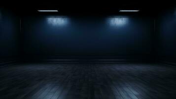 image of a dark blue empty room generative AI photo