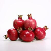 bunch of fresh pomegranates on white background generative AI photo