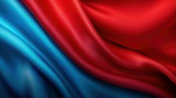 closeup of red and blue silk gradient cloth generative AI photo