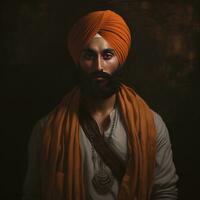 picture of a sikh man on dark background generative AI photo