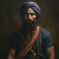 a sikh man on dark background generative AI photo