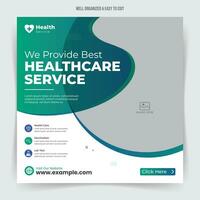 Healthcare social media post or medical square banner for hospital clinic promotion with editable content. vector