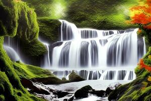 Waterfall Background, Waterfall Landscape Background, Nature Background, Landscape Background, AI Generative photo