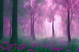 Pink Forest Background, Pink Forest Landscape Background, Nature Background, Landscape Background, AI Generative photo