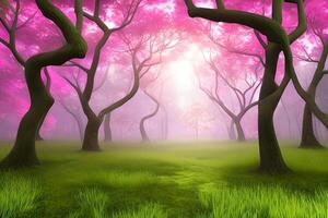 Pink Forest Background, Pink Forest Landscape Background, Nature Background, Landscape Background, AI Generative photo