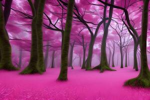 Pink Forest Background, Pink Forest Landscape Background, Nature Background, Landscape Background, AI Generative photo