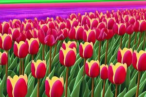 Tulip Flower Background, Tulip Flower Landscape Background, Nature Background, Landscape Background, AI Generative photo