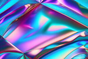 Holographic Glossy Foil Paper, Holographic Iridescent Foil Texture Background, Holographic Background, Iridescent Hologram Wallpaper, Glossy Iridescent Background, Ai Generative photo