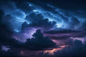 Stormy sky Background, Thunderstorm Background, Thunderstorm Wallpaper, Rainy Sky, Storm clouds, Ai Generative photo