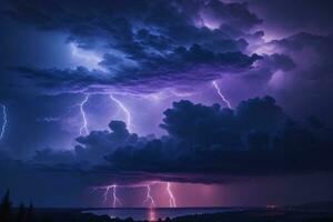 tormenta cielo, tormenta fondo, tormenta fondo de pantalla, Tormentoso cielo fondo, tormenta nubes, neón tormenta cielo, ai generativo foto