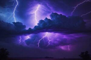 Thunderstorm Sky, Thunderstorm Background, Thunderstorm Wallpaper, Stormy sky Background, Storm clouds, Neon Thunderstorm Sky, Ai Generative photo