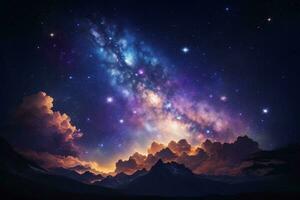 Starry Night Sky Background, Starry Night Sky Wallpaper, Galaxy Background, Space Background, Galaxy Wallpaper, Space Wallpaper, Ai Generative photo