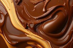 Liquid Chocolate Background, Abstract Liquid Chocolate Wallpaper, Chocolate Background, Ai Generative photo