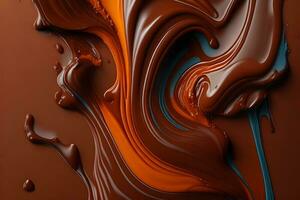 Liquid Chocolate Background, Abstract Liquid Chocolate Wallpaper, Chocolate Background, Ai Generative photo