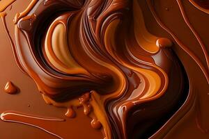 Liquid Chocolate Background, Abstract Liquid Chocolate Wallpaper, Chocolate Background, Ai Generative photo