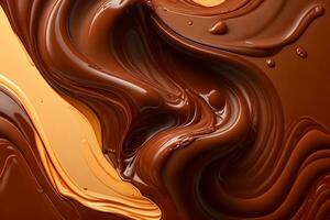 Liquid Chocolate Background, Abstract Liquid Chocolate Wallpaper, Chocolate Background, Ai Generative photo