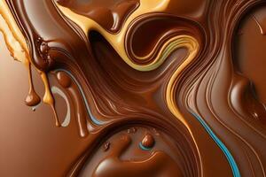 Liquid Chocolate Background, Abstract Liquid Chocolate Wallpaper, Chocolate Background, Ai Generative photo