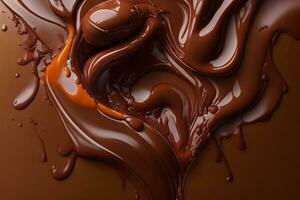 Liquid Chocolate Background, Abstract Liquid Chocolate Wallpaper, Chocolate Background, Ai Generative photo