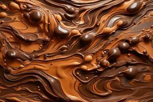 Liquid Chocolate Background, Abstract Liquid Chocolate Wallpaper, Chocolate Background, Ai Generative photo