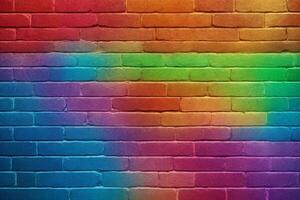 Rainbow Brick Wall Background, Rainbow Wall Background, Brick Wall Background, Wall Background, Brick Background, Brick Wall Texture Background, AI Generative photo