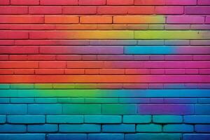 Rainbow Brick Wall Background, Rainbow Wall Background, Brick Wall Background, Wall Background, Brick Background, Brick Wall Texture Background, AI Generative photo