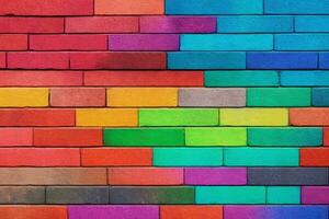 Rainbow Brick Wall Background, Rainbow Wall Background, Brick Wall Background, Wall Background, Brick Background, Brick Wall Texture Background, AI Generative photo